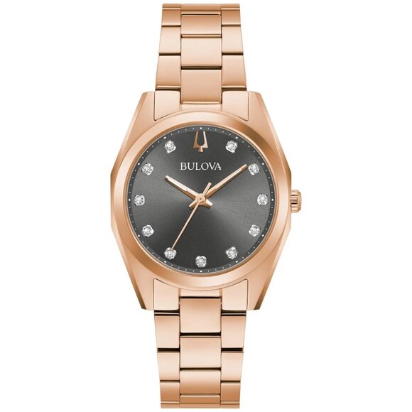 Bulova Women's Quartz Diamond Accent Rose Gold Stainless Steel Watch 31MM 97P156 - Picture 1 of 4